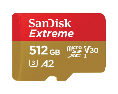Карта памяти SanDisk Extreme microSDXC UHS-1 U3 A2 512Gb class 10 V30 R190MB/s W130MB/s adapter SD (SDSQXAV-512G-GN6MA)