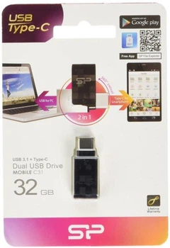 Флеш-накопичувач SiliconPower USB 3.1 Mobile Type-C/USB C31 32Gb Black (SP032GBUC3C31V1K)