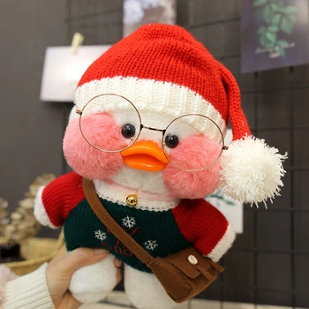 Мягкая игрушка Утка Лалафанфан Санта Lalafanfan Уточка Cafe mimi duck