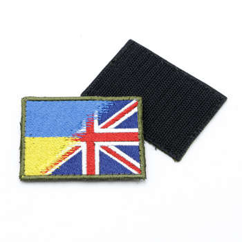 Шеврон на одежду мультицвет флаг Украины и Англии на липучке
