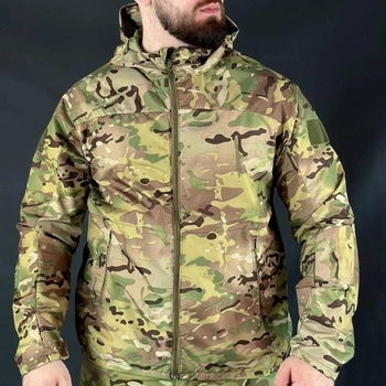 Летняя Куртка с капюшоном и сетчатой ​​подкладкой Легкая Ветровка мультикам размер L