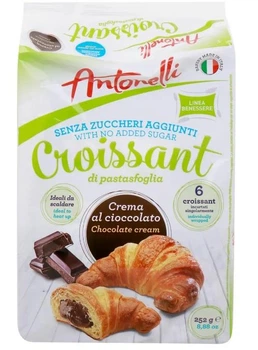 Круасаны Antonelli Croissant без сахара с шоколадно кремовой начинкой 252г
