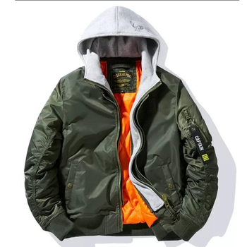 Куртка бомбер с хлопковой подкладкой олива размер L