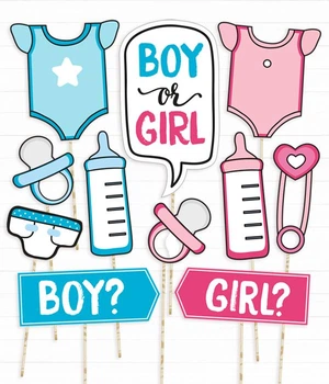 Набор фотобутафории Happy Moments для гендер пати "BOY OR GIRL" 11 шт (079011)