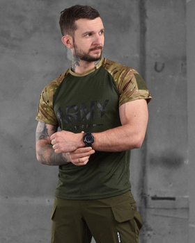 Армійська чоловіча футболка ARMY 2XL олива+мультикам (87168)