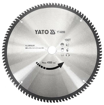 Диск Пильный по Алюминию Ø 350 х 30 х 3.2 мм, 100 зубьев YATO (YT-6099)