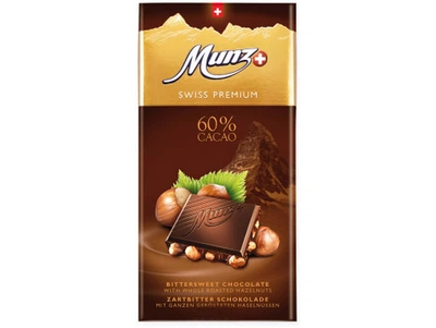 Чорний шоколад 60% з цільним фундуком Munz 100 г (19761502)