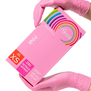 Нитриловые перчатки SanGig, плотность 3.5 г. - розовые (100 шт) XS (5-6)