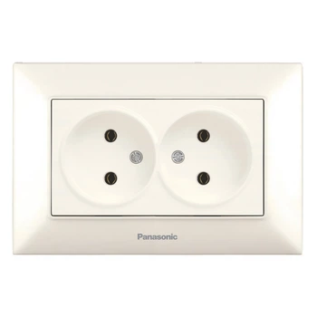 Розетка двойная без заземления Panasonic Arkedia Slim крем WNTC0204-2BG