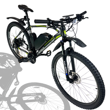 Велосипед з Е-комплектом CRONUS 29" Warrior 2022 Рама 21" black-lightgreen 15ah 500В 48В з дисплеєм