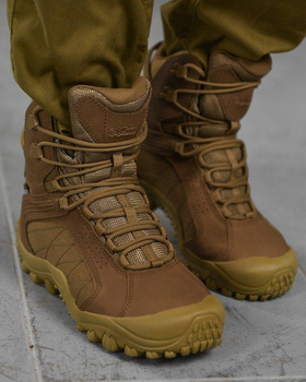Ботинки военные Гепард Браво кожаные тактические берцы на шнуровке с сеткой Койот 41 р