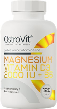 Харчова добавка OstroVit Magnesium + Vitamin D3 2000 IU + B6 120 таблеток (5903933912493)