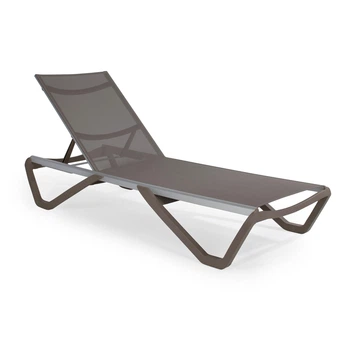 Шезлонг Papatya Wave серо-коричневый, сетка-коричневая 191x71,5х30 cм