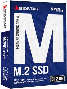 Dysk SSD Biostar M760 512GB M.2 PCIe Gen3x4 3D TLC NAND (M760-512GB)