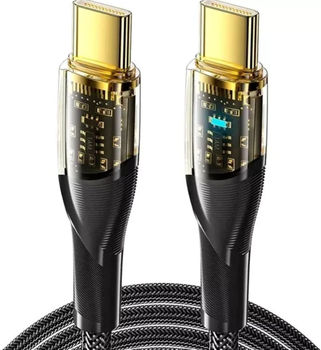 Кабель зарядный ESSAGER USB Type-C to USB Type-C Interstellar Transparent 100W 5A 0.3 м Black (EXCTT1-XJB01-P)