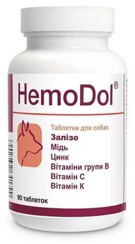 Витаминно-минеральная добавка для собак Dolfos HemoDol при анемии, 90 таблеток
