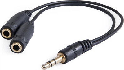 Переходник аудио Defender Jack 3.5мм M 3pin to 2хJack 3.5мм F разветвитель 15см Headset Jack Black (63001)