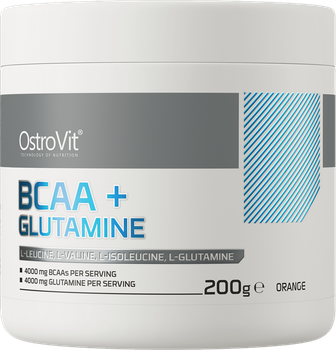 Aminokwas OstroVit BCAA + Glutamina 200 g Pomarańcza (5902232611588)