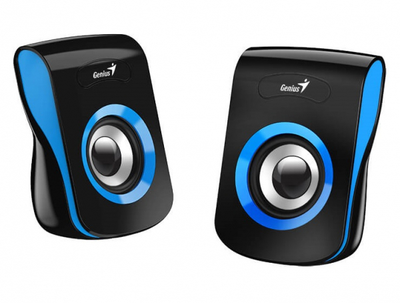 Колонки 2.0 Genius sp-q180, Black/Blue, 3.5 мм, 2 x 3 Вт, пластиковий корпус, живлення від USB, 1.2 м