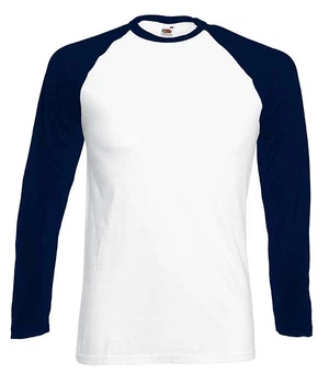 Футболка з довгим рукавом Fruit of the Loom Long sleeve baseball 3XL WE Білий / Глибоко Темно-Синій (0610280WE3XL)