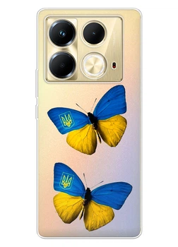 Infinix Note 40 4G прозрачный силиконовый чехол iSwag с украинским дизайном - Бабочки (ISIN404G87)
