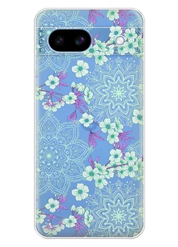 Прозрачный силиконовый чехол iSwag для Google Pixel 8a с рисунком - Цветочная мандала (ISGP8A37)