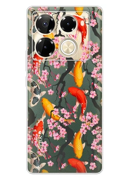 Прозрачный силиконовый чехол Infinix Note 40 Pro с рисунком - Японские рыбы (ISIN40PR-3)