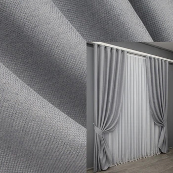 Комплект готовых штор VR-Textil Лен-блэкаут № 1397ш Серый 150х270см 2 шт (33-0267)