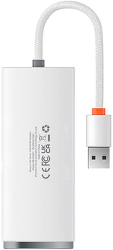 Hub USB 4w1 Baseus Lite Series 4 x USB 3.0 25 cm White (WKQX030002)
