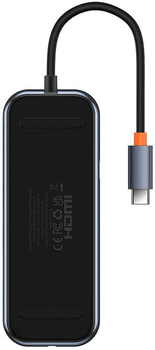 Адаптер Хаб 8в1 Baseus HDMI + 2 x USB + PD + SD/TF + RJ45 Dark Gray (WKJZ010613)