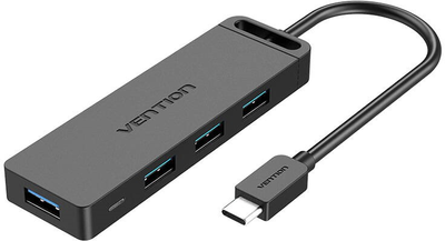 Хаб USB-C 3.0 Vention 4 x USB 3.0 з живленням Vention 0.5 м Black (6922794746749)