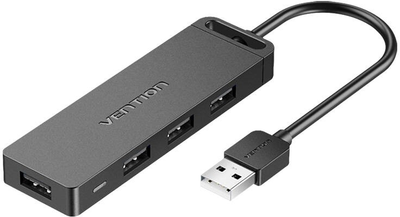 Хаб USB 2.0 Vention z 4 x USB 2.0 i живленням 1 м Black (6922794746596)