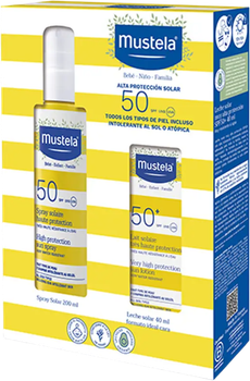 Zestaw Mustela Bebe Very High Protection Face & Body Sun Lotion przeciwsłoneczny SPF 50+ 40 ml + Spray przeciwsłoneczny SPF 50 200 ml (8436034154143)
