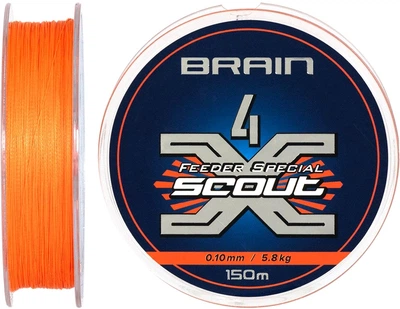Шнур Brain Scout 4X 150 м (fluoro Orange) 0.100 мм 5.8 кг (18585534)