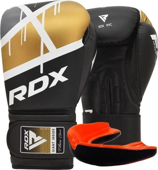Боксерські рукавиці RDX F7 Ego Black Golden 16 унцій (капа у комплекті)