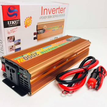 Автомобільний інвертор UKC SSK 2000W 12V/220V для дому та машини перетворювач напруги (263364)