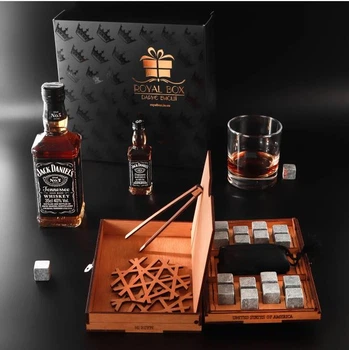 Камни для виски 16 камней + деревянная упаковка + щипцы + 2 подставки
