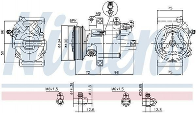 Компресор кондиціонера NISSENS 89399 Peugeot 107; Citroen C1 6453RJ, 883100H010