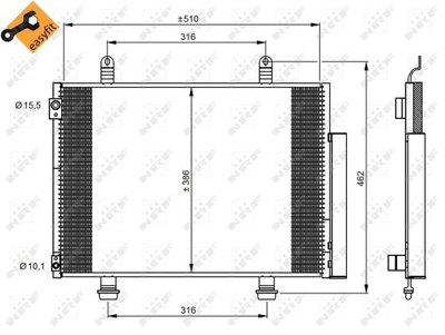 Радиатор кондиционера NRF 35944 Suzuki Swift 9531071L00, 9531068L00, 9531071L01