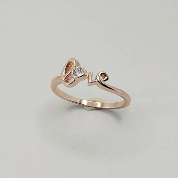 Кольцо медзолото с цирконами "Гармония любви" ювелирный сплав Xuping Jewelry размер 16 мм (9789.ло)