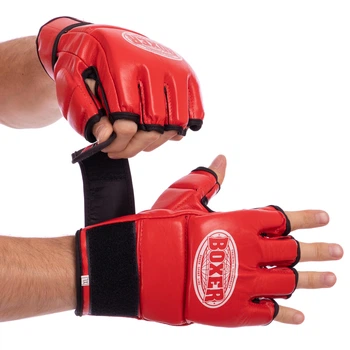 Перчатки для смешанных единоборств MMA кожаные (р-р M, красный) (5020_Красный_M)