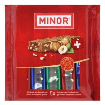 Шоколадные батончики с крошкой жареного фундука Minor 110г (20104732)