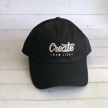Бейсболка з написом Create new life кепка панамка Honey Fashion Accessories 56-59 чорний (13-55)