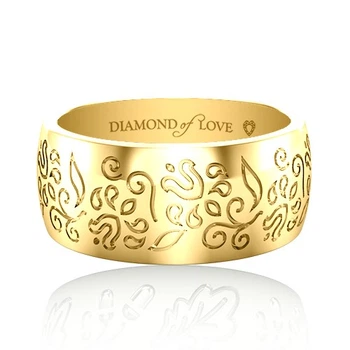 Обручку DIAMOND of LOVE "Рушник: Лілія" в жовтому золоті, 17,5 р