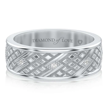 Обручку DIAMOND of LOVE "Благословення небес: Сяйво душі" чоловіче в білому золоті, 21р