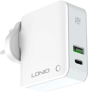 Мережевий зарядний пристрій Ldnio USB - USB-C 20 W + кабель USB-C - USB-C (A4403C Type-C-Type-C)