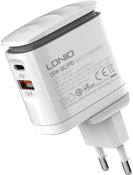 Ładowarka sieciowa Ldnio USB-C + kabel USB-C -Lightning (A2423C Type C - lig)