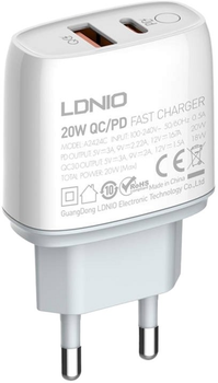 Мережевий зарядний пристрій Ldnio USB-C 20 W + кабель microUSB (A2424C Micro)