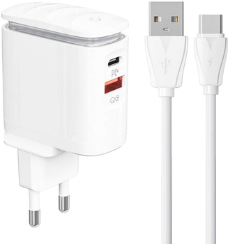 Мережевий зарядний пристрій Ldnio USB-C + кабель USB-C (A2423C Type-C)