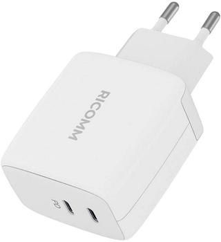 Мережевий зарядний пристрій Ricomm 65W GaN RC652 EU 2 xUSB-C + кабель USB-C 2.1 м (RC652 EU)